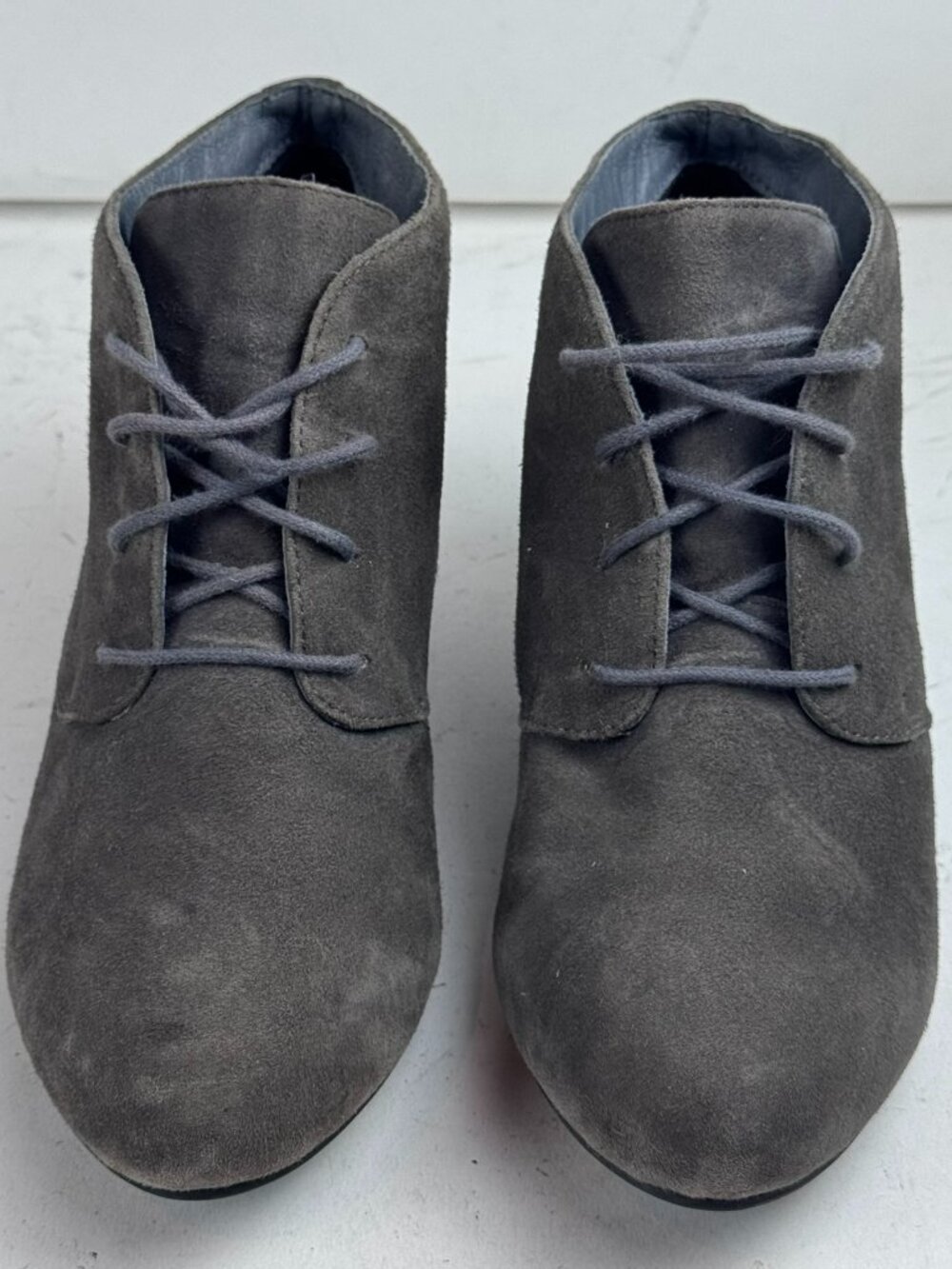 Vionic Elevated Becca Gray Suede Wedge Boots Womens Size 7